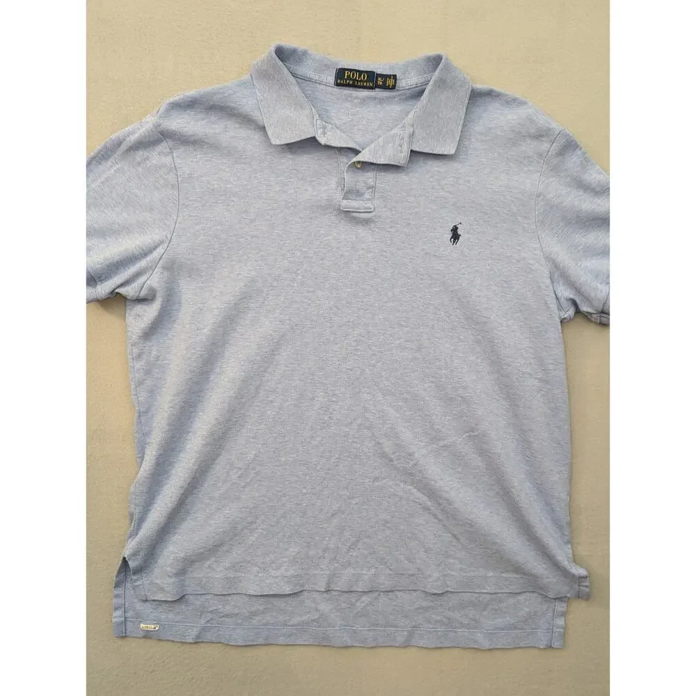 Polo Ralph Lauren Polo Shirt Men's Xl Heather Blue Cotton Casual